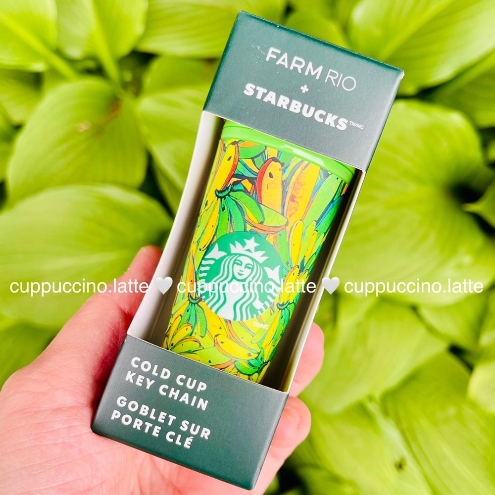 NWT🍌Starbucks + FARM Rio Green & Yellow Banana Soft Touch Mini Tumbler Keychain